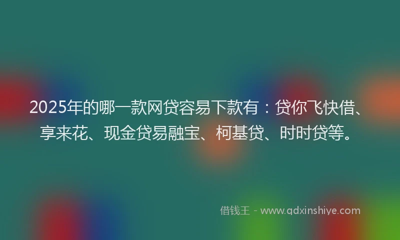 2025年的哪一款网贷容易下款有：贷你飞快借、享来花、现金贷易融宝、柯基贷、时时贷等。