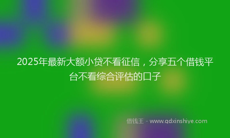 2025年最新大额小贷不看征信，分享五个借钱平台不看综合评估的口子