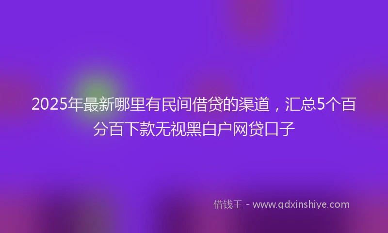2025年最新哪里有民间借贷的渠道，汇总5个百分百下款无视黑白户网贷口子