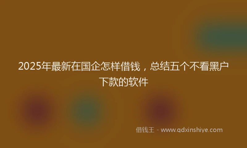 2025年最新在国企怎样借钱，总结五个不看黑户下款的软件