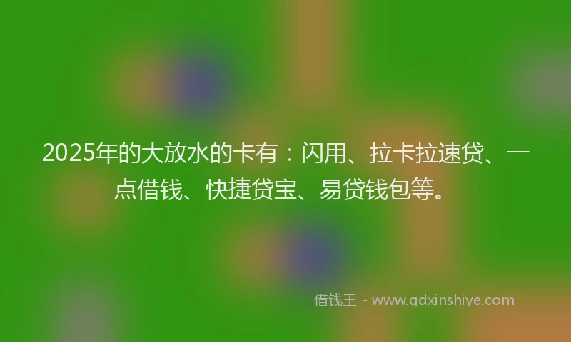 2025年的大放水的卡有：闪用、拉卡拉速贷、一点借钱、快捷贷宝、易贷钱包等。