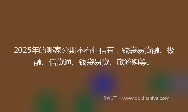 2025年的哪家分期不看征信有：钱袋易贷融、极融、信贷通、钱袋易贷、旅游购等。