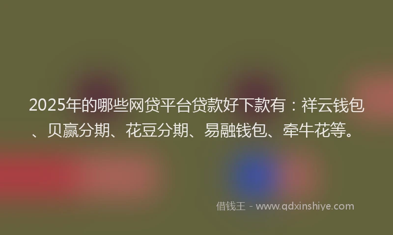 2025年的哪些网贷平台贷款好下款有：祥云钱包、贝赢分期、花豆分期、易融钱包、牵牛花等。