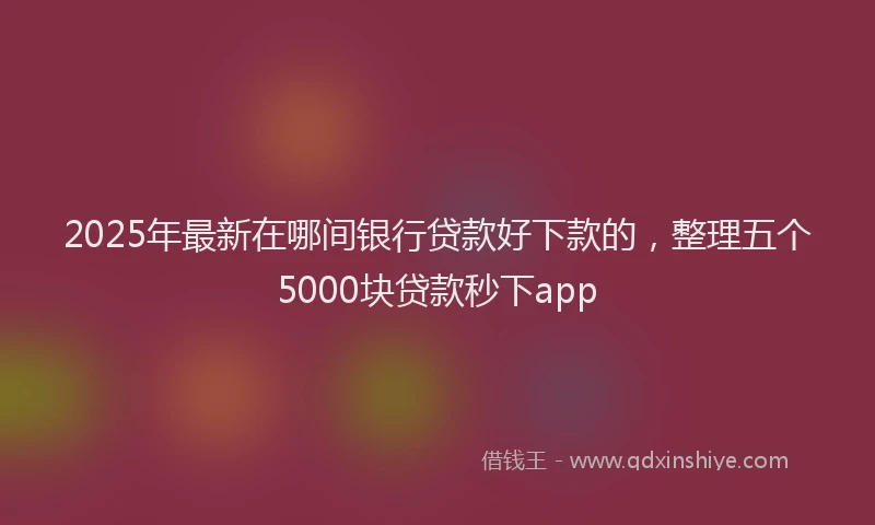 2025年最新在哪间银行贷款好下款的，整理五个5000块贷款秒下app