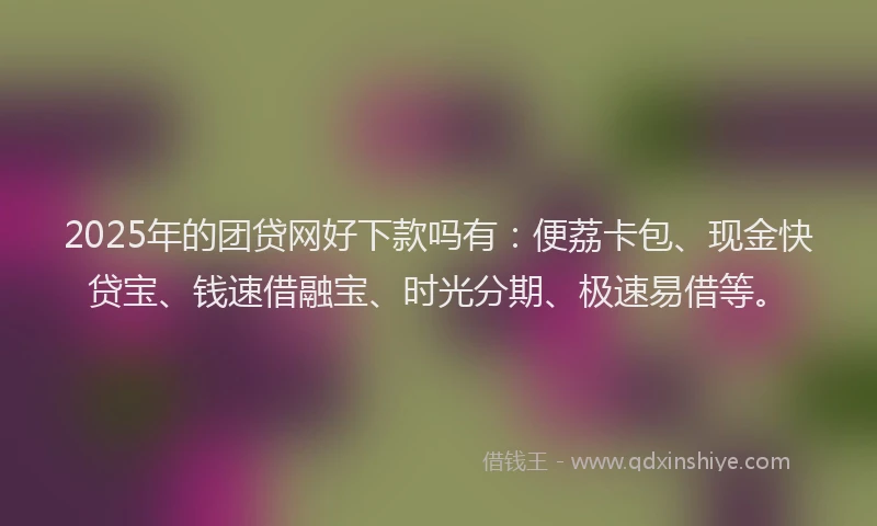 2025年的团贷网好下款吗有：便荔卡包、现金快贷宝、钱速借融宝、时光分期、极速易借等。