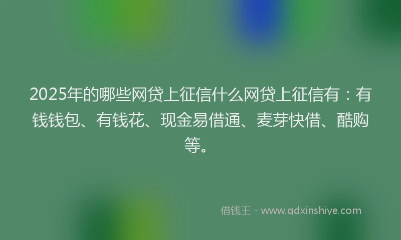 2025年的哪些网贷上征信什么网贷上征信有：有钱钱包、有钱花、现金易借通、麦芽快借、酷购等。