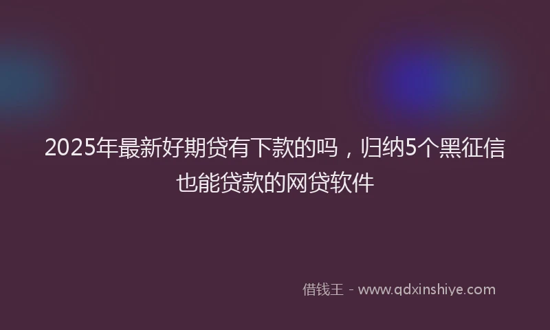 2025年最新好期贷有下款的吗，归纳5个黑征信也能贷款的网贷软件