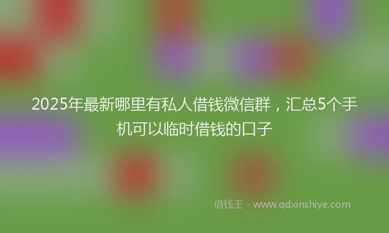 2025年最新哪里有私人借钱微信群，汇总5个手机可以临时借钱的口子