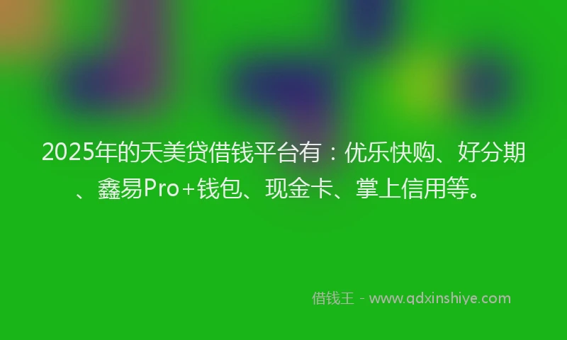 2025年的天美贷借钱平台有：优乐快购、好分期、鑫易Pro+钱包、现金卡、掌上信用等。