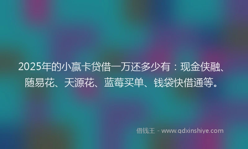2025年的小赢卡贷借一万还多少有：现金侠融、随易花、天源花、蓝莓买单、钱袋快借通等。