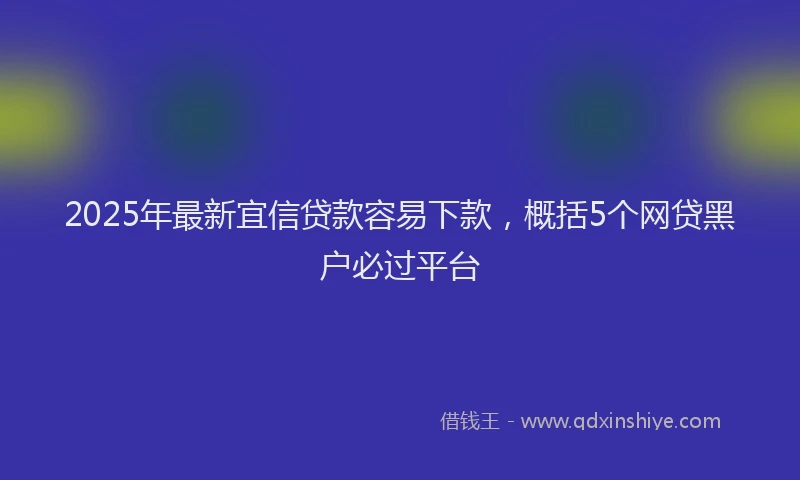 2025年最新宜信贷款容易下款，概括5个网贷黑户必过平台