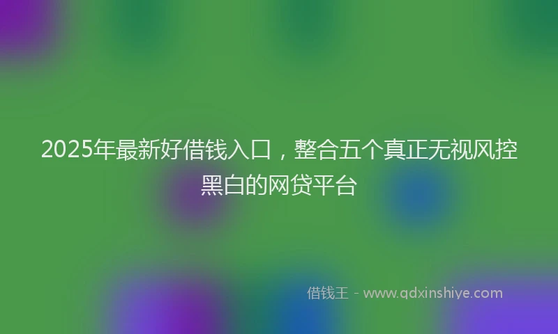 2025年最新好借钱入口，整合五个真正无视风控黑白的网贷平台