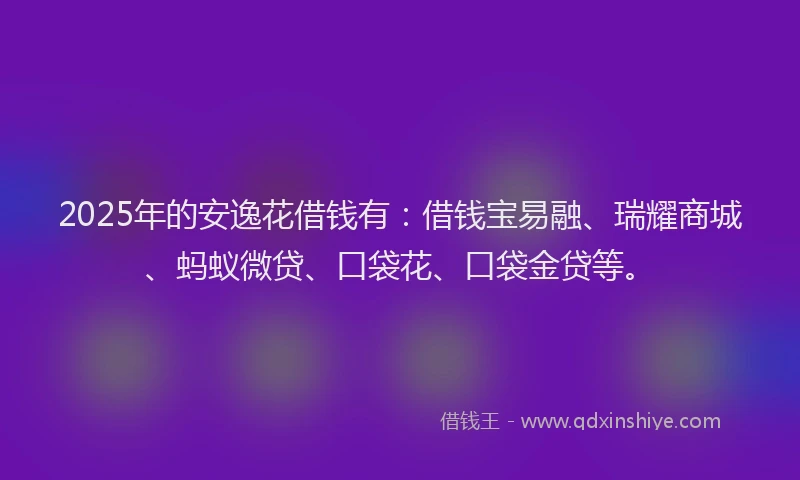 2025年的安逸花借钱有：借钱宝易融、瑞耀商城、蚂蚁微贷、口袋花、口袋金贷等。