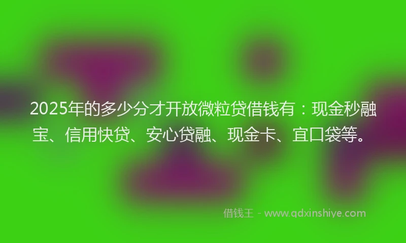 2025年的多少分才开放微粒贷借钱有：现金秒融宝、信用快贷、安心贷融、现金卡、宜口袋等。