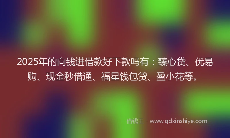 2025年的向钱进借款好下款吗有：臻心贷、优易购、现金秒借通、福星钱包贷、盈小花等。