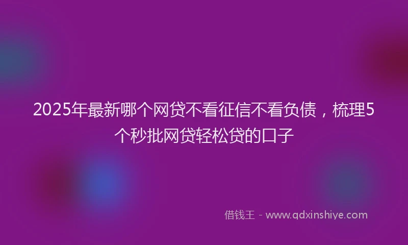 2025年最新哪个网贷不看征信不看负债，梳理5个秒批网贷轻松贷的口子