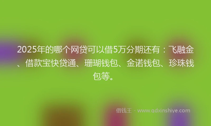 2025年的哪个网贷可以借5万分期还有：飞融金、借款宝快贷通、珊瑚钱包、金诺钱包、珍珠钱包等。