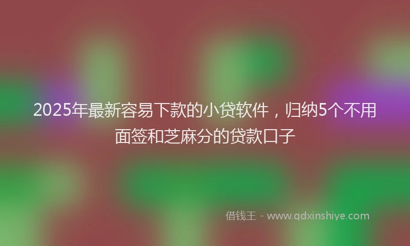 2025年最新容易下款的小贷软件，归纳5个不用面签和芝麻分的贷款口子
