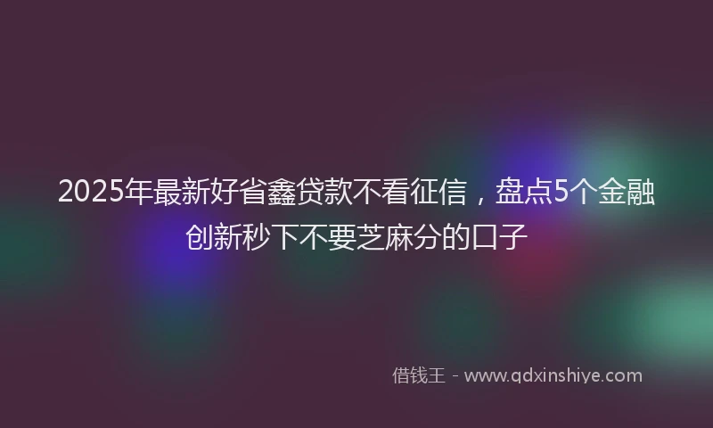 2025年最新好省鑫贷款不看征信，盘点5个金融创新秒下不要芝麻分的口子