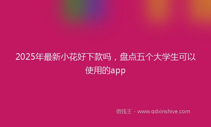 2025年最新小花好下款吗，盘点五个大学生可以使用的app