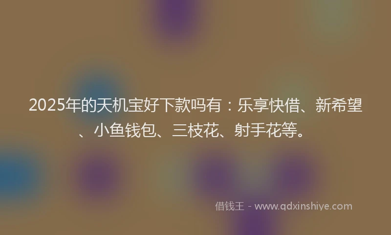 2025年的天机宝好下款吗有：乐享快借、新希望、小鱼钱包、三枝花、射手花等。