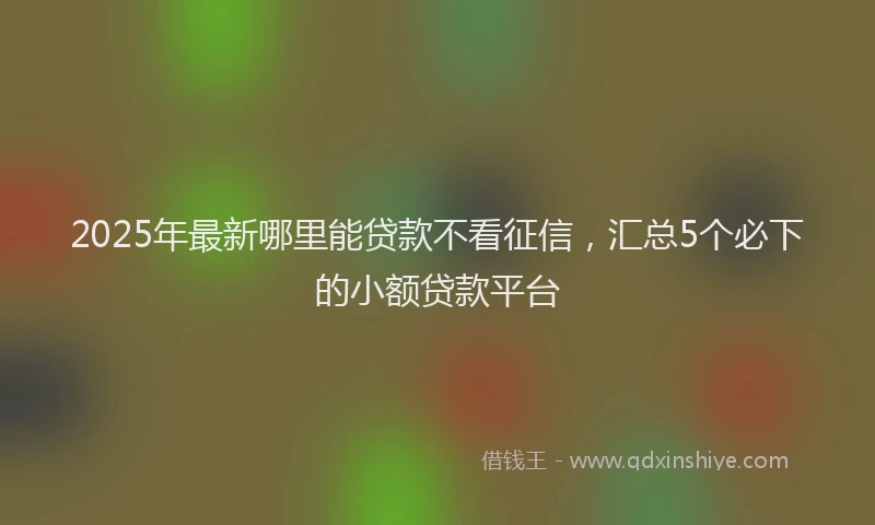 2025年最新哪里能贷款不看征信，汇总5个必下的小额贷款平台