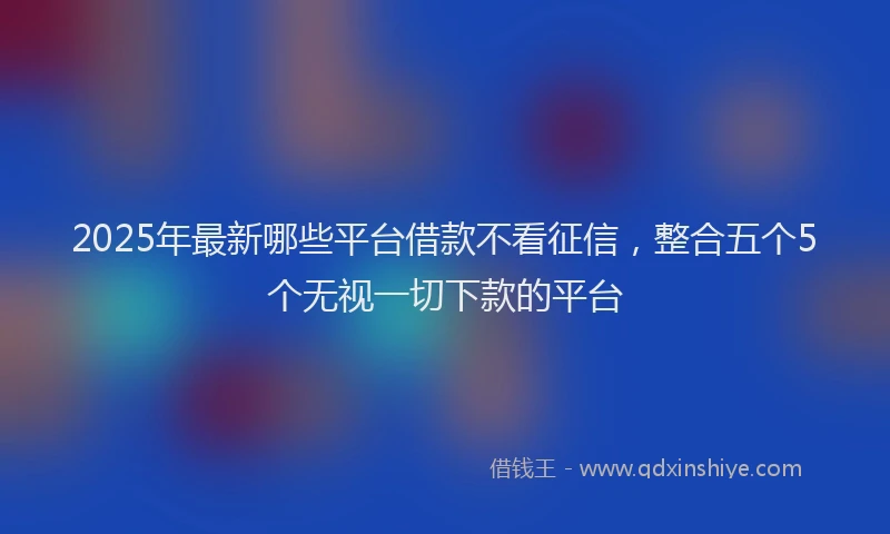 2025年最新哪些平台借款不看征信，整合五个5个无视一切下款的平台