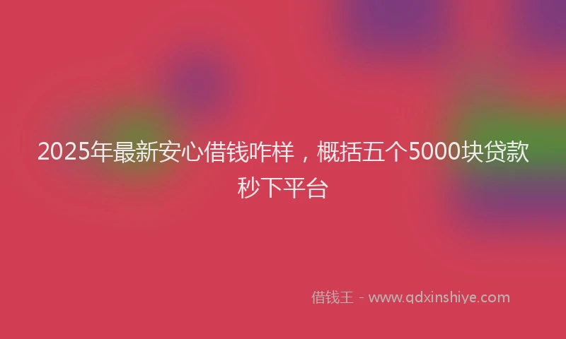 2025年最新安心借钱咋样，概括五个5000块贷款秒下平台