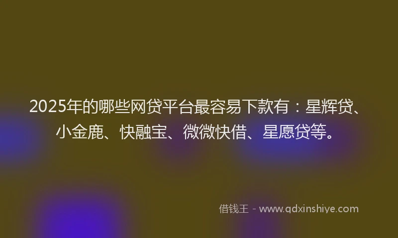2025年的哪些网贷平台最容易下款有：星辉贷、小金鹿、快融宝、微微快借、星愿贷等。