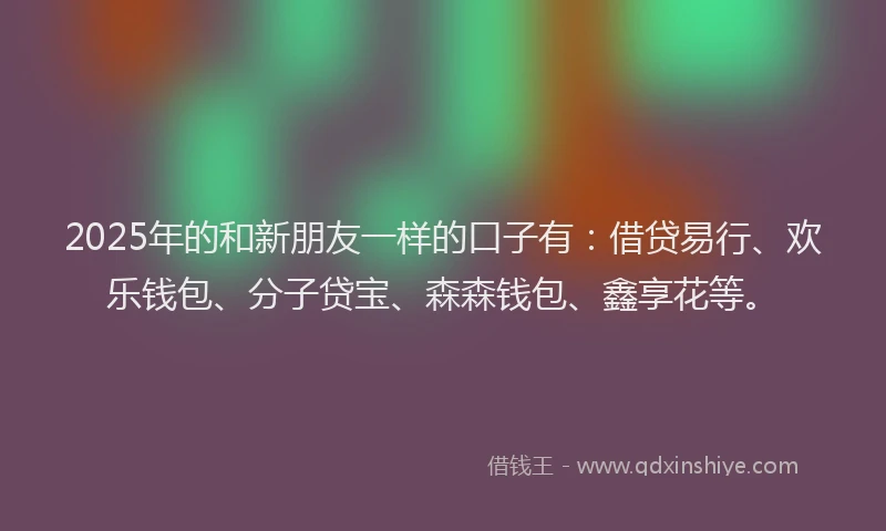2025年的和新朋友一样的口子有：借贷易行、欢乐钱包、分子贷宝、森森钱包、鑫享花等。