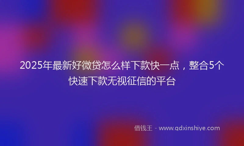 2025年最新好微贷怎么样下款快一点，整合5个快速下款无视征信的平台