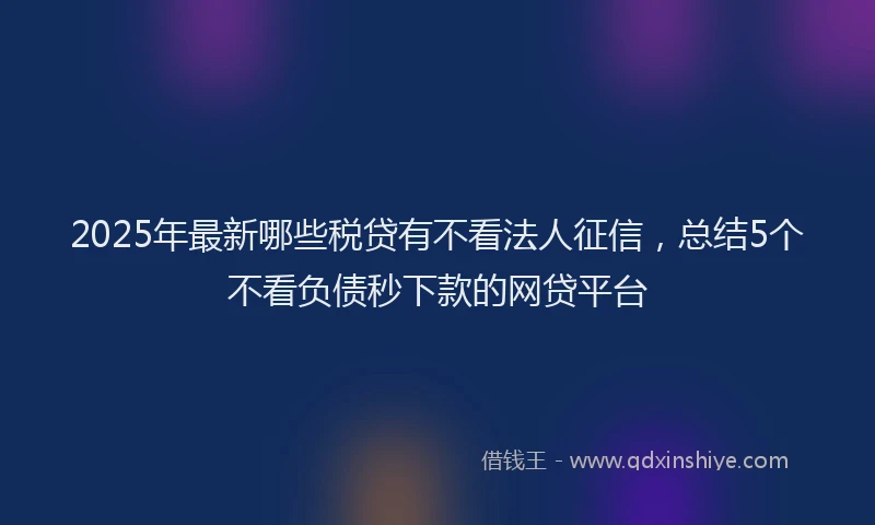 2025年最新哪些税贷有不看法人征信，总结5个不看负债秒下款的网贷平台