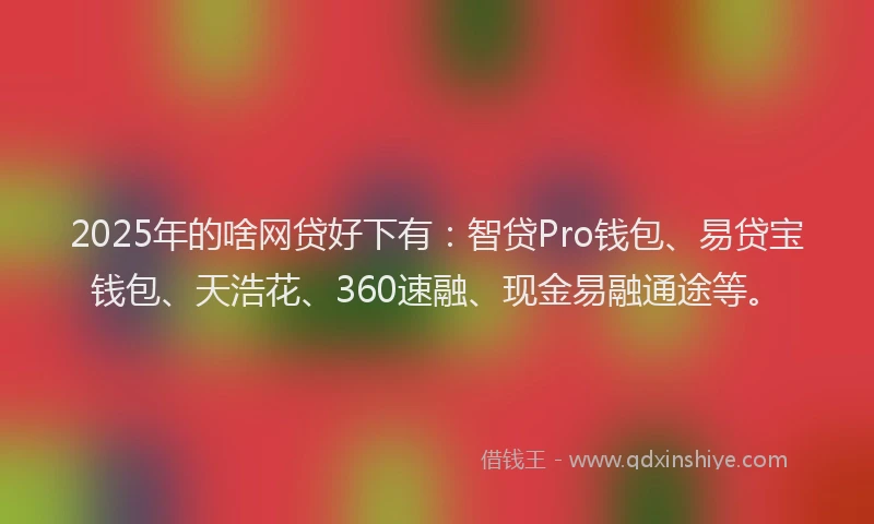 2025年的啥网贷好下有：智贷Pro钱包、易贷宝钱包、天浩花、360速融、现金易融通途等。