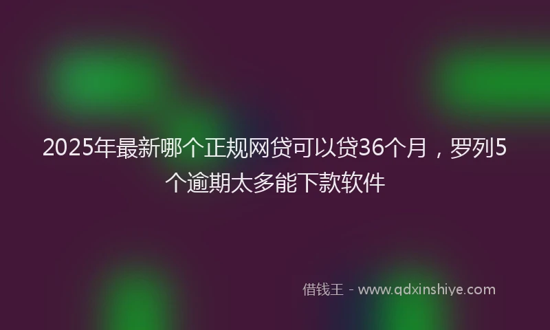 2025年最新哪个正规网贷可以贷36个月，罗列5个逾期太多能下款软件