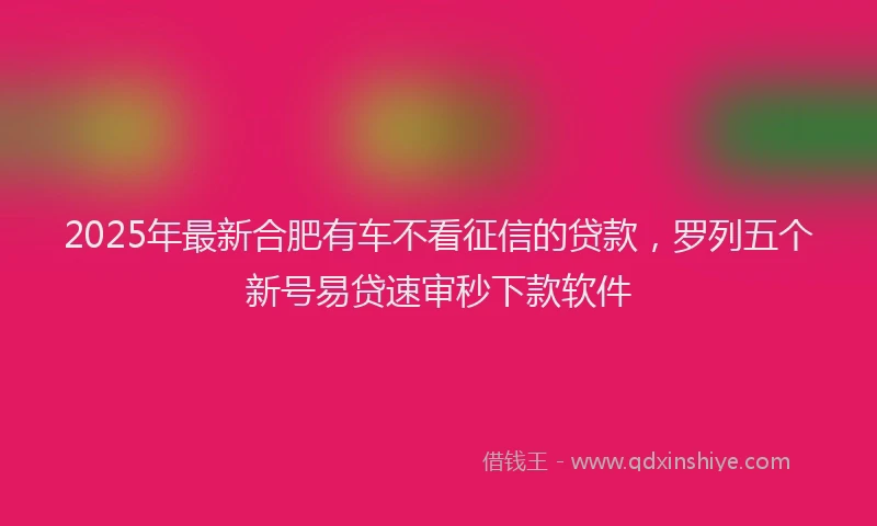 2025年最新合肥有车不看征信的贷款，罗列五个新号易贷速审秒下款软件