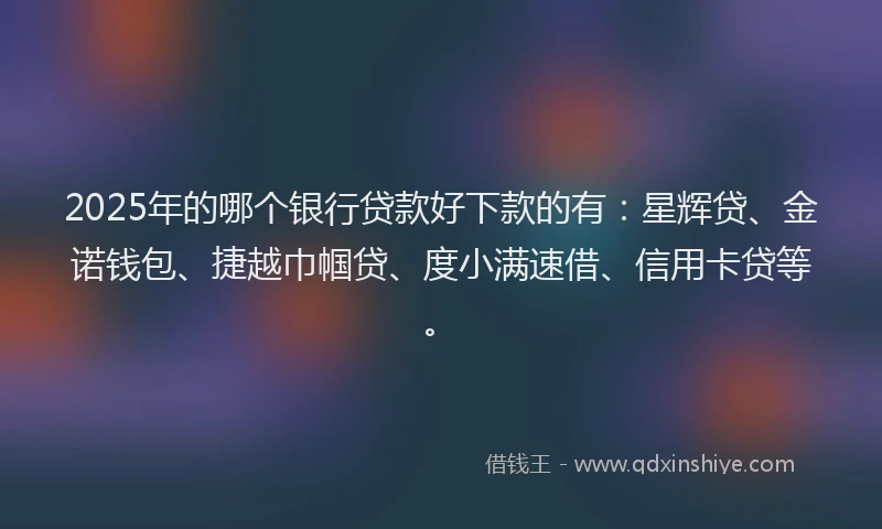 2025年的哪个银行贷款好下款的有：星辉贷、金诺钱包、捷越巾帼贷、度小满速借、信用卡贷等。