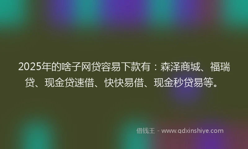 2025年的啥子网贷容易下款有：森泽商城、福瑞贷、现金贷速借、快快易借、现金秒贷易等。