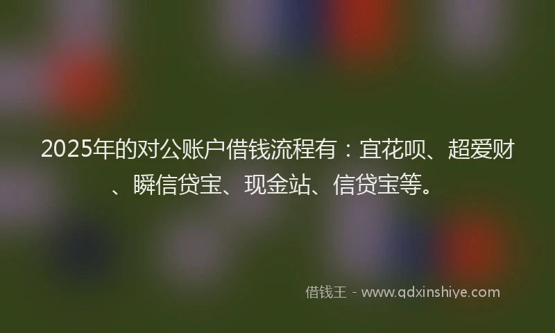 2025年的对公账户借钱流程有：宜花呗、超爱财、瞬信贷宝、现金站、信贷宝等。