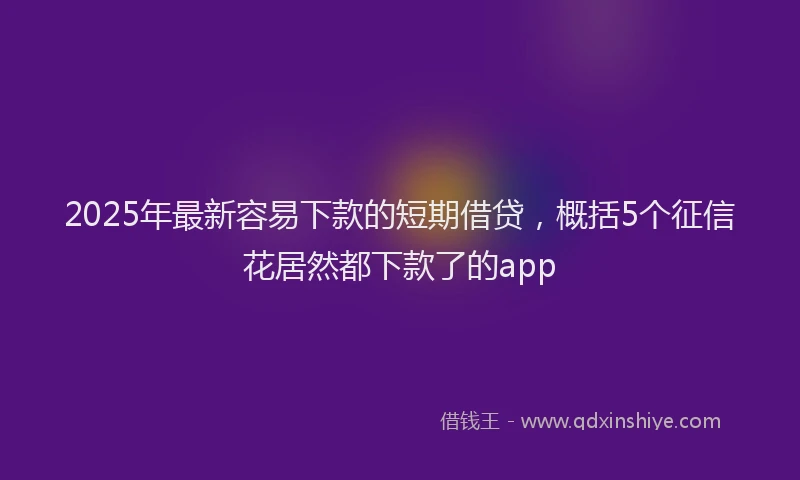 2025年最新容易下款的短期借贷，概括5个征信花居然都下款了的app