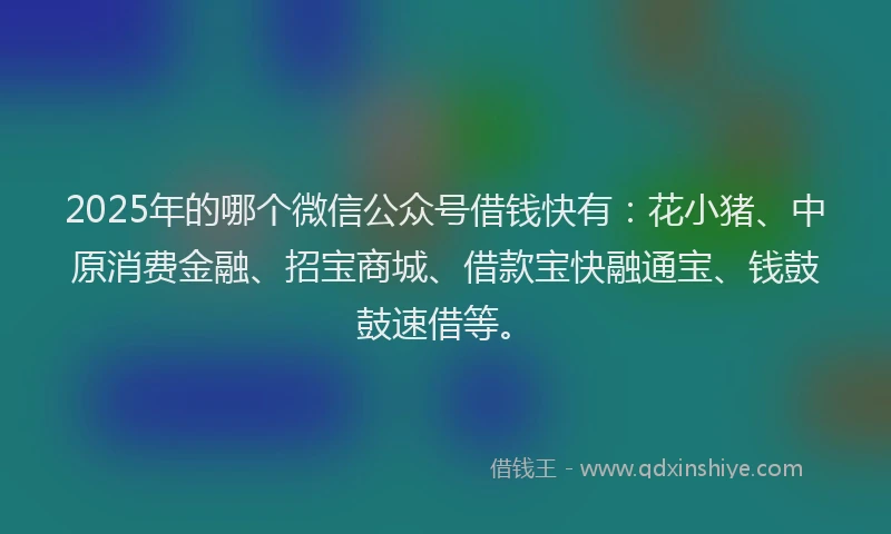 2025年的哪个微信公众号借钱快有：花小猪、中原消费金融、招宝商城、借款宝快融通宝、钱鼓鼓速借等。