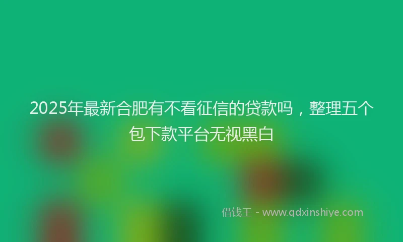 2025年最新合肥有不看征信的贷款吗，整理五个包下款平台无视黑白