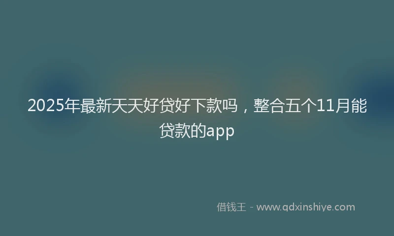 2025年最新天天好贷好下款吗，整合五个11月能贷款的app