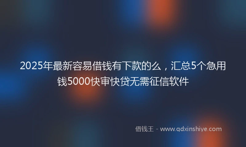 2025年最新容易借钱有下款的么，汇总5个急用钱5000快审快贷无需征信软件