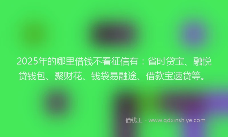 2025年的哪里借钱不看征信有：省时贷宝、融悦贷钱包、聚财花、钱袋易融途、借款宝速贷等。
