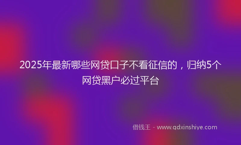 2025年最新哪些网贷口子不看征信的，归纳5个网贷黑户必过平台