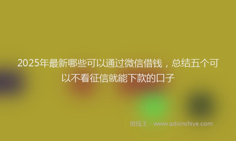 2025年最新哪些可以通过微信借钱，总结五个可以不看征信就能下款的口子