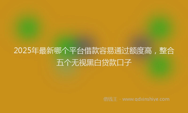 2025年最新哪个平台借款容易通过额度高，整合五个无视黑白贷款口子