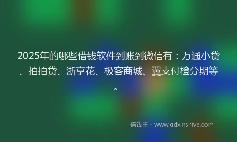 2025年的哪些借钱软件到账到微信有：万通小贷、拍拍贷、浙享花、极客商城、翼支付橙分期等。