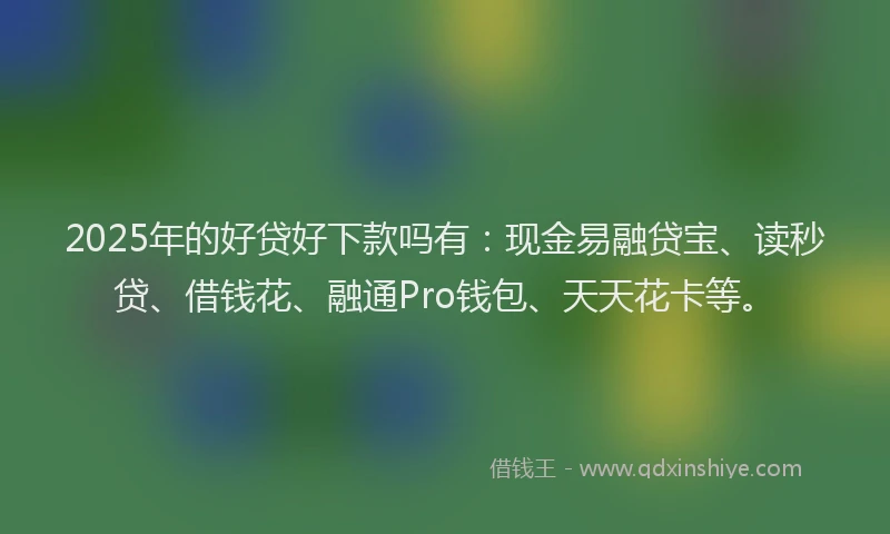 2025年的好贷好下款吗有：现金易融贷宝、读秒贷、借钱花、融通Pro钱包、天天花卡等。