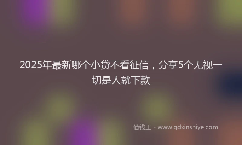 2025年最新哪个小贷不看征信，分享5个无视一切是人就下款